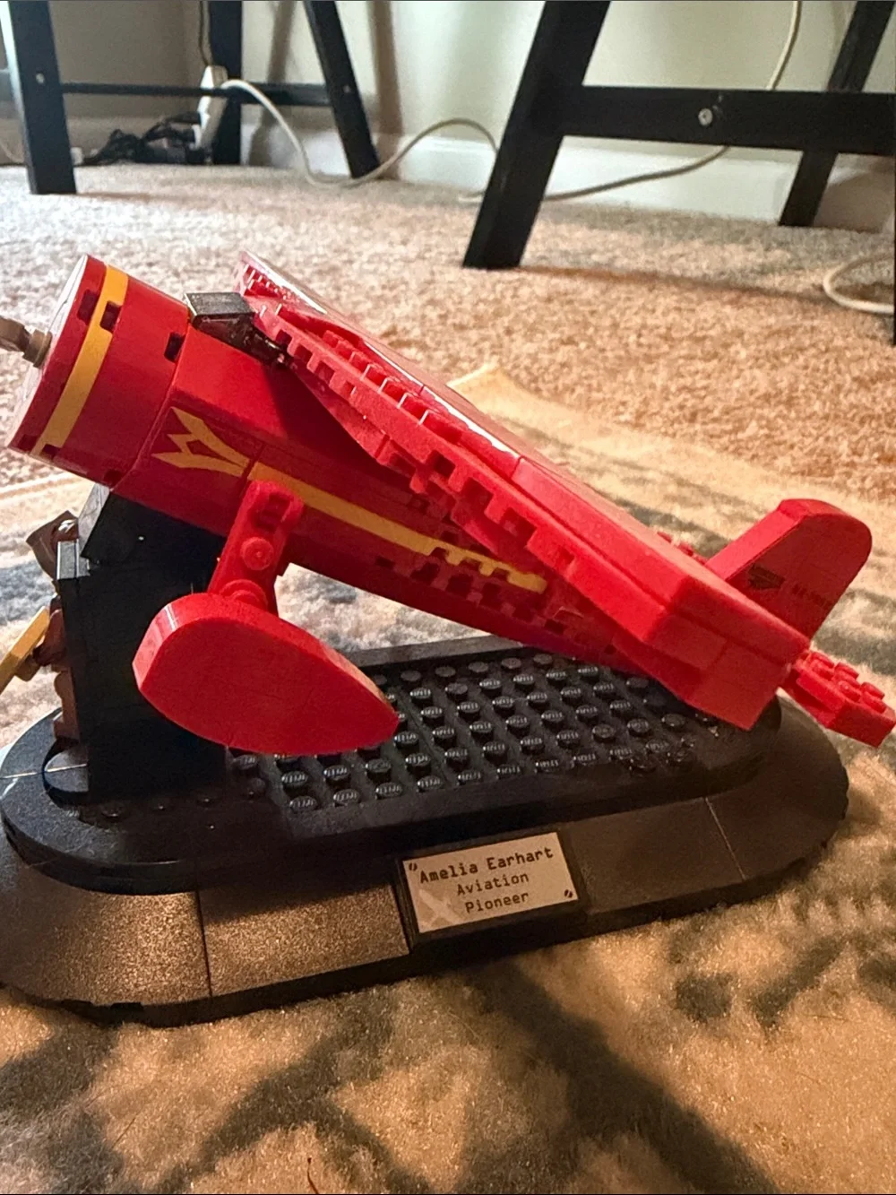 Lego Red and Yellow Biplane with Pilot Minifigure